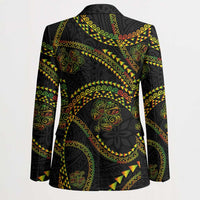 Hawaiian Kakau Art and Hisbiscus Tattoo Blazer Tribal Pattern-Reggae Style - Polynesian Pride
