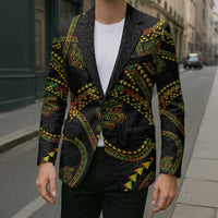 Hawaiian Kakau Art and Hisbiscus Tattoo Blazer Tribal Pattern-Reggae Style - Polynesian Pride