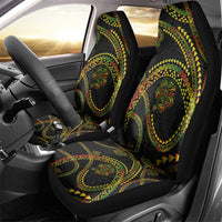 Hawaiian Kakau Art and Hisbiscus Tattoo Car Seat Cover Tribal Pattern-Reggae Style - Polynesian Pride