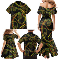 Hawaiian Kakau Art and Hisbiscus Tattoo Family Matching Mermaid Dress and Hawaiian Shirt Tribal Pattern-Reggae Style - Polynesian Pride