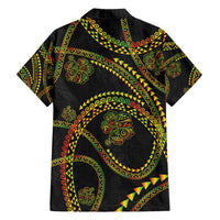 Hawaiian Kakau Art and Hisbiscus Tattoo Family Matching Off Shoulder Maxi Dress and Hawaiian Shirt Tribal Pattern-Reggae Style - Polynesian Pride