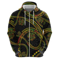 Hawaiian Kakau Art and Hisbiscus Tattoo Hoodie Tribal Pattern-Reggae Style - Polynesian Pride