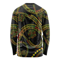 Hawaiian Kakau Art and Hisbiscus Tattoo Long Sleeve Shirt Tribal Pattern-Reggae Style - Polynesian Pride