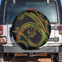 Hawaiian Kakau Art and Hisbiscus Tattoo Spare Tire Cover Tribal Pattern-Reggae Style - Polynesian Pride