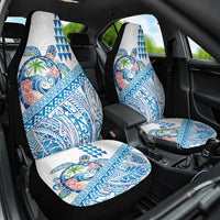 Hawaiian Abstract Sea Turtle Car Seat Cover Polynesian Tapa Art and Kakau Tattoo White WaterColor - Polynesian Pride