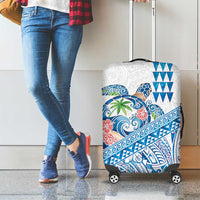 Hawaiian Abstract Sea Turtle Luggage Cover Polynesian Tapa Art and Kakau Tattoo White WaterColor - Polynesian Pride
