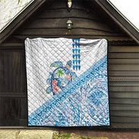 Hawaiian Abstract Sea Turtle Quilt Polynesian Tapa Art and Kakau Tattoo White WaterColor - Polynesian Pride