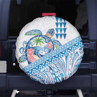 Hawaiian Abstract Sea Turtle Spare Tire Cover Polynesian Tapa Art and Kakau Tattoo White WaterColor - Polynesian Pride