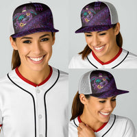Hawaiian Abstract Sea Turtle Baseball Net Cap Polynesian Tapa Art and Kakau Tattoo Purple WaterColor - Polynesian Pride
