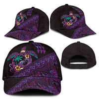 Hawaiian Abstract Sea Turtle Classic Cap Polynesian Tapa Art and Kakau Tattoo Purple WaterColor - Polynesian Pride