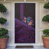 Hawaiian Abstract Sea Turtle Door Cover Polynesian Tapa Art and Kakau Tattoo Purple WaterColor - Polynesian Pride