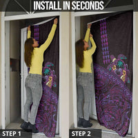 Hawaiian Abstract Sea Turtle Door Cover Polynesian Tapa Art and Kakau Tattoo Purple WaterColor - Polynesian Pride