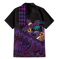 Hawaiian Abstract Sea Turtle Family Matching Mermaid Dress and Hawaiian Shirt Polynesian Tapa Art and Kakau Tattoo Purple WaterColor - Polynesian Pride