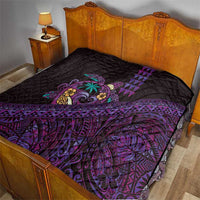 Hawaiian Abstract Sea Turtle Quilt Polynesian Tapa Art and Kakau Tattoo Purple WaterColor - Polynesian Pride