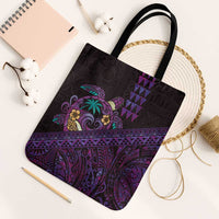 Hawaiian Abstract Sea Turtle Tote Bag Polynesian Tapa Art and Kakau Tattoo Purple WaterColor - Polynesian Pride