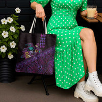 Hawaiian Abstract Sea Turtle Tote Bag Polynesian Tapa Art and Kakau Tattoo Purple WaterColor - Polynesian Pride