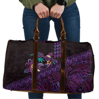 Hawaiian Abstract Sea Turtle Travel Bag Polynesian Tapa Art and Kakau Tattoo Purple WaterColor - Polynesian Pride