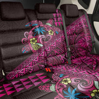 Hawaiian Abstract Sea Turtle Back Car Seat Cover Polynesian Tapa Art and Kakau Tattoo Pink WaterColor - Polynesian Pride