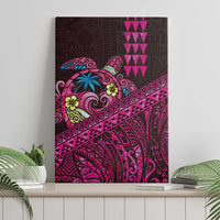 Hawaiian Abstract Sea Turtle Canvas Wall Art Polynesian Tapa Art and Kakau Tattoo Pink WaterColor - Polynesian Pride