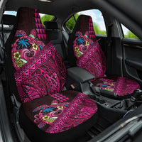 Hawaiian Abstract Sea Turtle Car Seat Cover Polynesian Tapa Art and Kakau Tattoo Pink WaterColor - Polynesian Pride