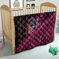 Hawaiian Abstract Sea Turtle Quilt Polynesian Tapa Art and Kakau Tattoo Pink WaterColor - Polynesian Pride