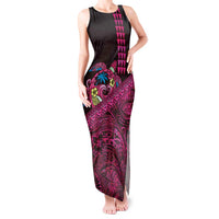 Hawaiian Abstract Sea Turtle Tank Maxi Dress Polynesian Tapa Art and Kakau Tattoo Pink WaterColor - Polynesian Pride