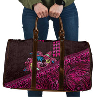 Hawaiian Abstract Sea Turtle Travel Bag Polynesian Tapa Art and Kakau Tattoo Pink WaterColor - Polynesian Pride