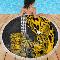 Hawaii Island Beach Blanket Hawaiian Warrior and Kakau Symbols Abstract Tattoo LT03 - Wonder Print Shop
