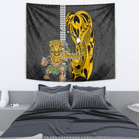 Hawaii Island Tapestry Hawaiian Warrior and Kakau Symbols Abstract Tattoo LT03 - Polynesian Pride