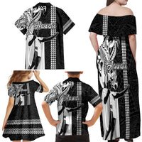 Hawaii Island Family Matching Off Shoulder Maxi Dress and Hawaiian Shirt Hawaiian King and Kakau Symbols Abstract Shoulder Tattoo LT03 - Polynesian Pride