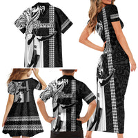 Hawaii Island Family Matching Short Sleeve Bodycon Dress and Hawaiian Shirt Hawaiian King and Kakau Symbols Abstract Shoulder Tattoo LT03 - Polynesian Pride