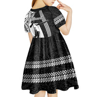 Hawaii Island Kid Short Sleeve Dress Hawaiian King and Kakau Symbols Abstract Shoulder Tattoo LT03 - Polynesian Pride