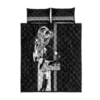 Hawaii Island Quilt Bed Set Hawaiian King and Kakau Symbols Abstract Shoulder Tattoo LT03 Black - Polynesian Pride