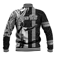 Custom Hawaii Island Baseball Jacket Hawaiian King and Kakau Symbols Abstract Shoulder Tattoo LT03 - Polynesian Pride