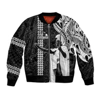 Custom Hawaii Island Bomber Jacket Hawaiian King and Kakau Symbols Abstract Shoulder Tattoo LT03 Unisex Black - Polynesian Pride