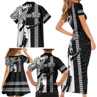 Custom Hawaii Island Family Matching Short Sleeve Bodycon Dress and Hawaiian Shirt Hawaiian King and Kakau Symbols Abstract Shoulder Tattoo LT03 - Polynesian Pride