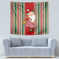 Kiribati Christmas Tapestry Santa With Gift Bag Behind Ribbons Seamless Red Maori LT03 - Polynesian Pride