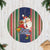 Kiribati Christmas Tree Skirt Santa With Gift Bag Behind Ribbons Seamless Blue Maori LT03 Blue - Polynesian Pride