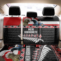 New Zealand Meri Kirihimete Back Car Seat Cover Christmas Tui Bird and Kea Bird - Haka Santa with Maori Koru Art Pattern