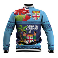 Fiji Marau na Kerisimasi Baseball Jacket Christmas Collared Lory - Fiji Emblems and Xmas Palm Tree Tapa Art Pattern LT03 - Polynesian Pride