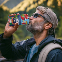 Fiji Marau na Kerisimasi 4 in 1 Can Cooler Tumbler Christmas Collared Lory - Fiji Emblems and Xmas Palm Tree Tapa Art Pattern