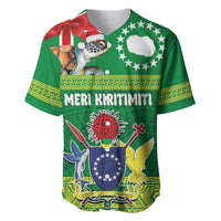 Cook Islands Meri Kiritimiti Baseball Jersey Christmas Turtle - Cooks Islands Emblems and Polynesian Art Pattern