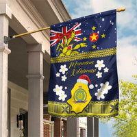 Niue Monuina e Kilisimasi Garden Flag Christmas Uga - Niue Map and Emblem with Hiapo Art Pattern