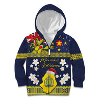 Niue Monuina e Kilisimasi Kid Hoodie Christmas Uga - Niue Map and Emblem with Hiapo Art Pattern