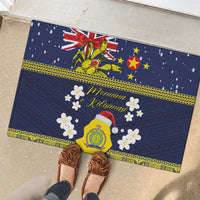 Niue Monuina e Kilisimasi Rubber Doormat Christmas Uga - Niue Map and Emblem with Hiapo Art Pattern