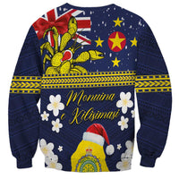 Niue Monuina e Kilisimasi Sweatshirt Christmas Uga - Niue Map and Emblem with Hiapo Art Pattern