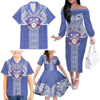 Tonga Apifoou School Family Matching Off Shoulder Long Sleeve Dress and Hawaiian Shirt Ngatu and Polynesian Pattern LT03 - Polynesian Pride