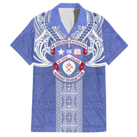Tonga Apifoou School Family Matching Short Sleeve Bodycon Dress and Hawaiian Shirt Ngatu and Polynesian Pattern LT03 Dad's Shirt - Short Sleeve Blue - Polynesian Pride