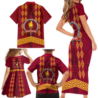 Tonga Beulah College Family Matching Short Sleeve Bodycon Dress and Hawaiian Shirt Ngatu and Polynesian Pattern LT03 - Polynesian Pride