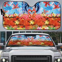 Hawaiian Love-Couple Dolphins and Flamingos Auto Sun Shade - Polynesian Pride